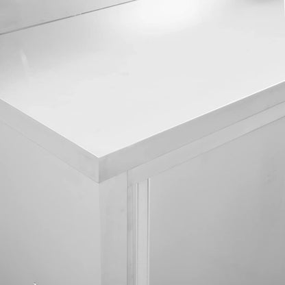 Tavoli da Lavoro Ante Scorrevoli 2 pz 200x50x(95-97) cm Acciaio | homemem39