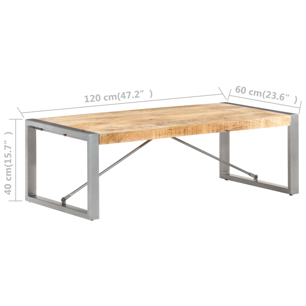 Tavolino da Salotto 120x60x40 cm in Legno di Mango Grezzo | homemem39