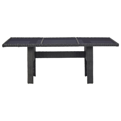 Tavolo da Giardino Nero 200x100x74 cm in Vetro e Polyrattan - homemem39