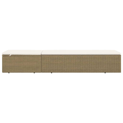 Lettino Prendisole in Polyrattan Marrone e Bianco Crema | homemem39