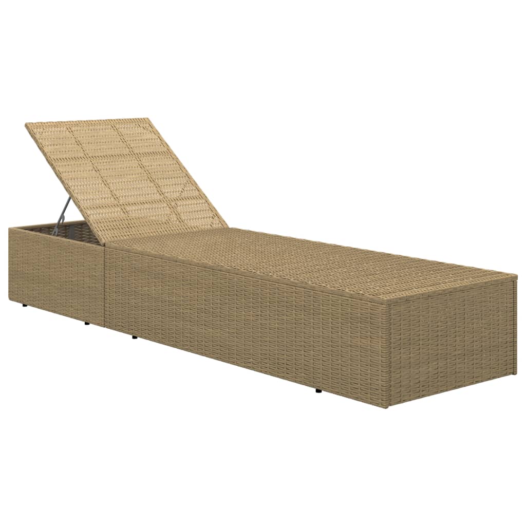 Lettino Prendisole in Polyrattan Marrone e Bianco Crema | homemem39