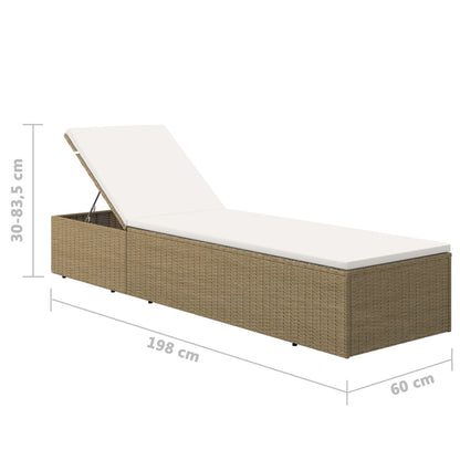 Lettino Prendisole in Polyrattan Marrone e Bianco Crema | homemem39