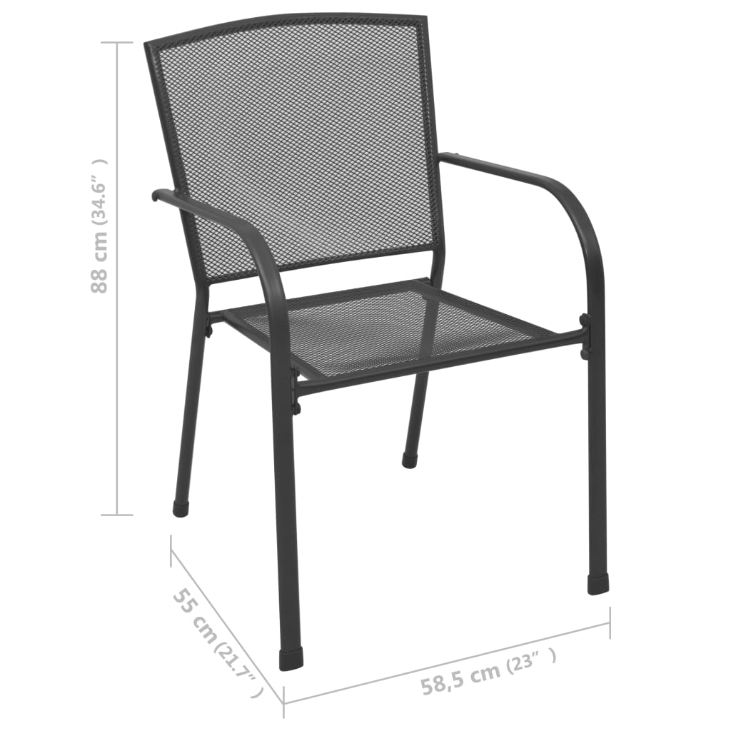 Sedie da Esterno 4 pz Design a Rete in Acciaio Antracite | homemem39