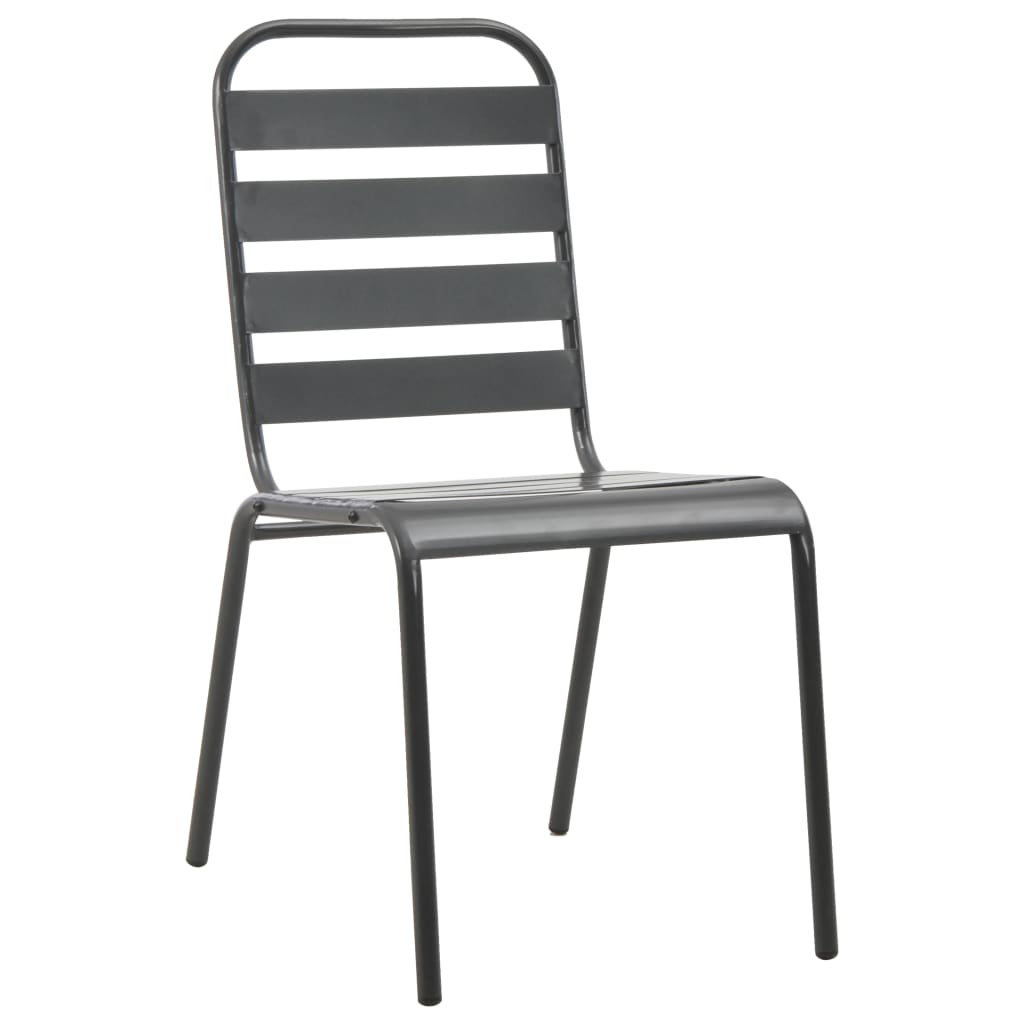 Sedie da Esterno 4 pz Design a Doghe in Acciaio Grigio Scuro | homemem39