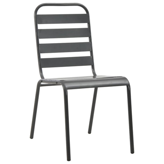 Sedie da Esterno 4 pz Design a Doghe in Acciaio Grigio Scuro | homemem39