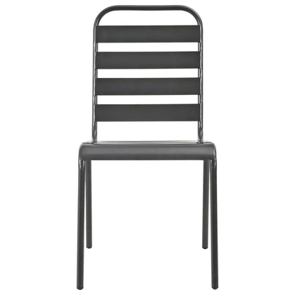 Sedie da Esterno 4 pz Design a Doghe in Acciaio Grigio Scuro - homemem39