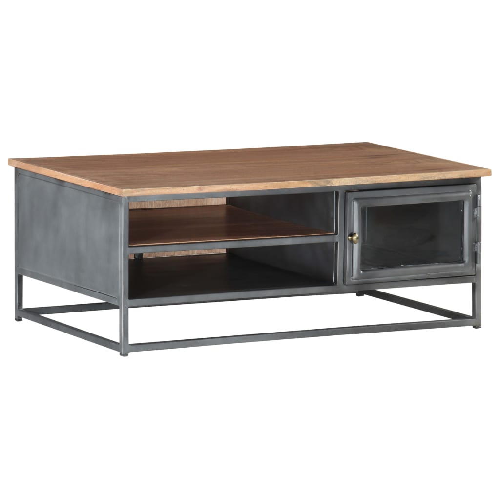 Tavolino da Salotto Grigio 90x50x35 cm in Massello di Acacia | homemem39