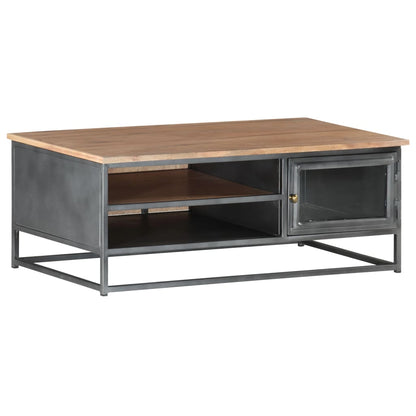 Tavolino da Salotto Grigio 90x50x35 cm in Massello di Acacia | homemem39
