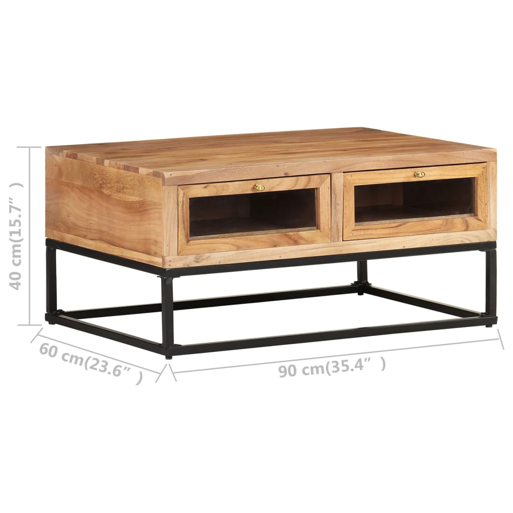 Tavolino da Salotto 90x60x40 cm in Legno Massello di Acacia | homemem39