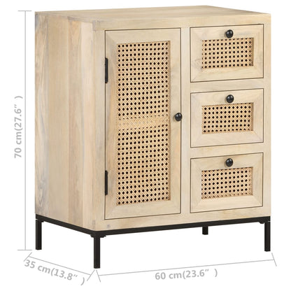 Credenza 60x35x70 cm Legno Massello di Mango e Canna Naturale | homemem39