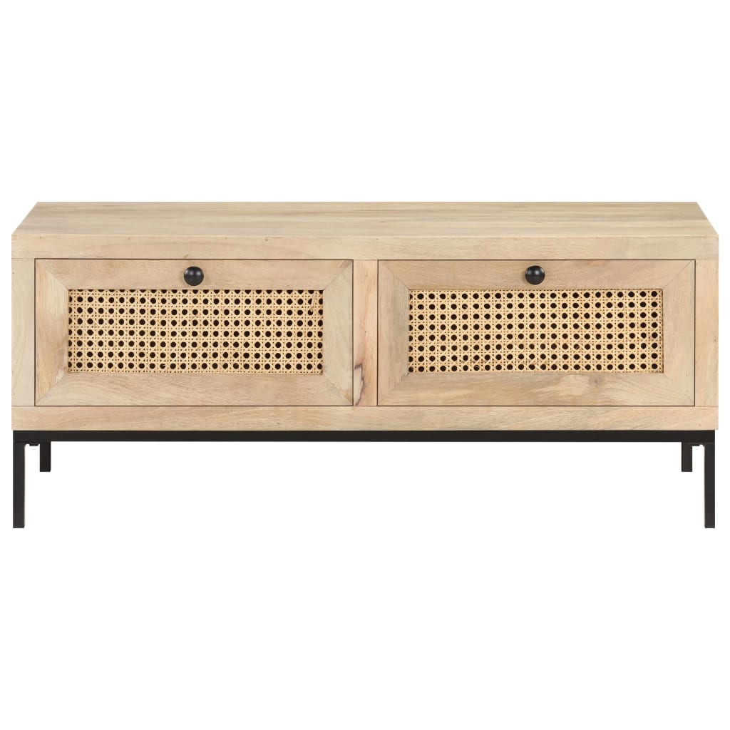 Tavolino da Salotto 90x50x37 cm Legno Massello di Mango e Canna | homemem39