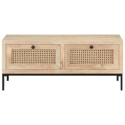 Tavolino da Salotto 90x50x37 cm Legno Massello di Mango e Canna | homemem39