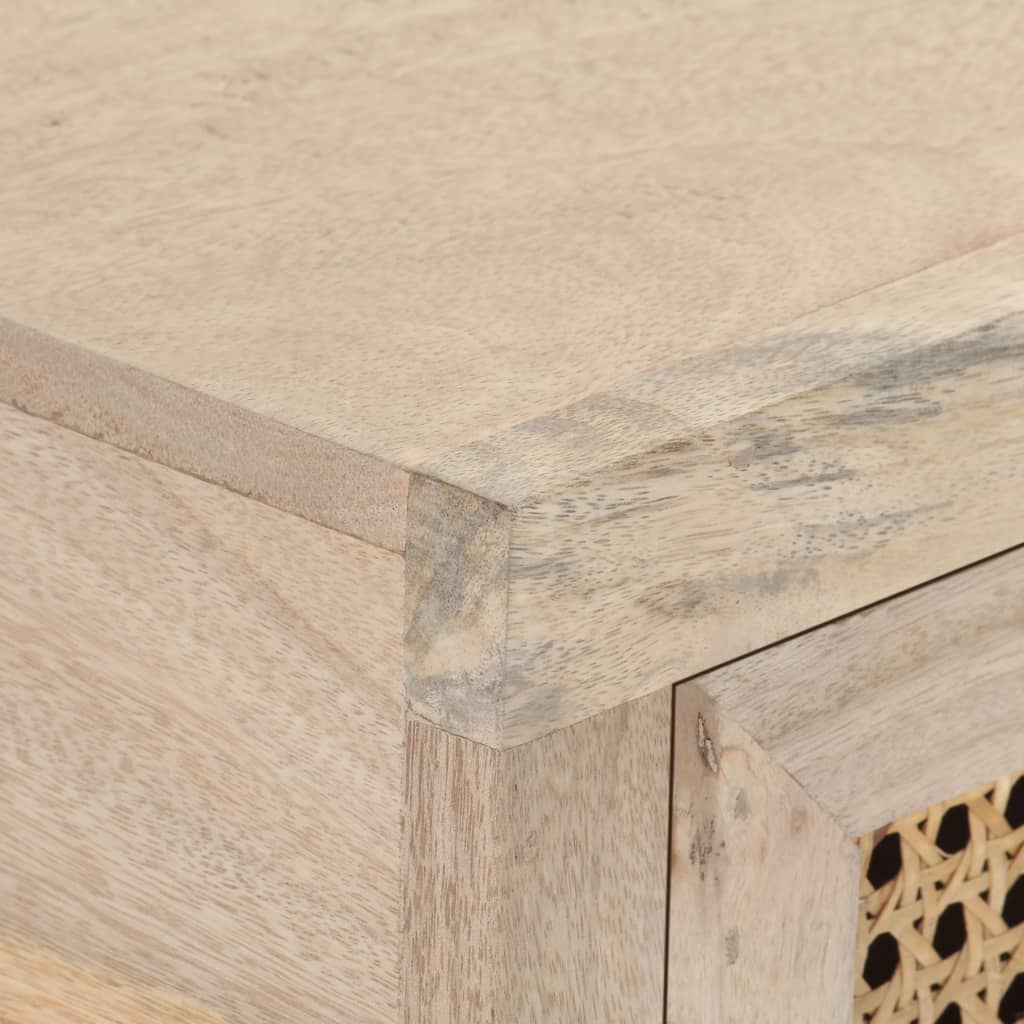 Tavolo Consolle 100x35x76 cm Massello di Mango e Canna Naturale | homemem39