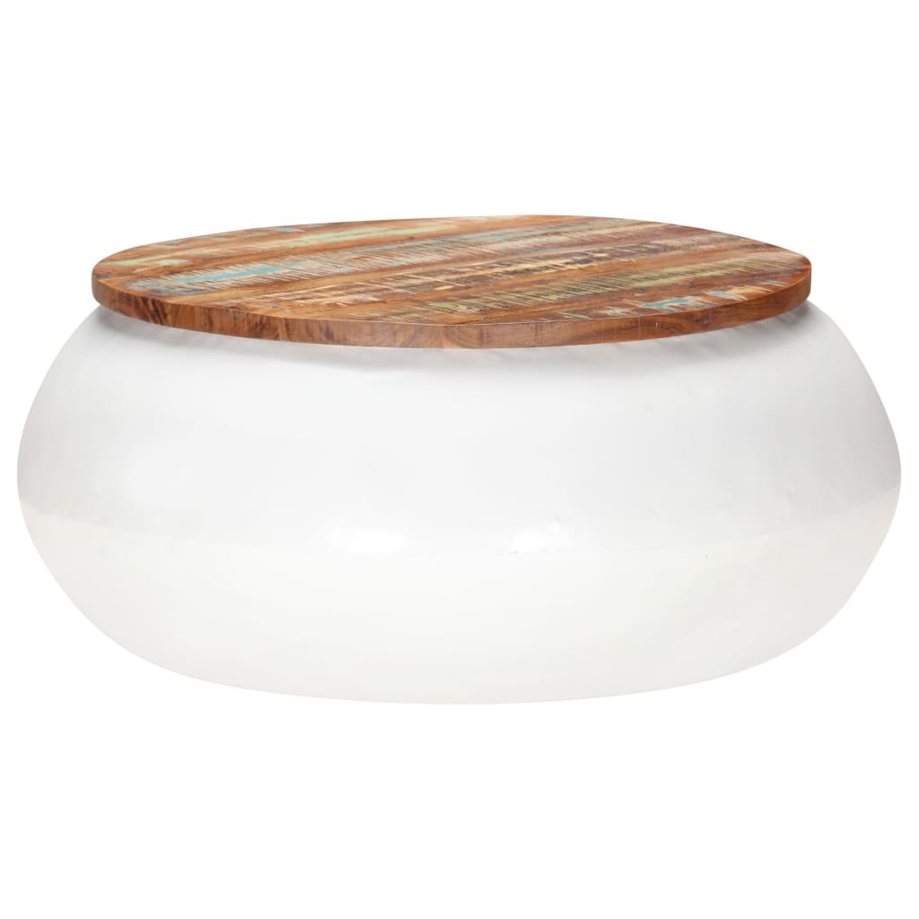 Tavolino da Salotto Bianco 68x68x30 cm Legno di Recupero