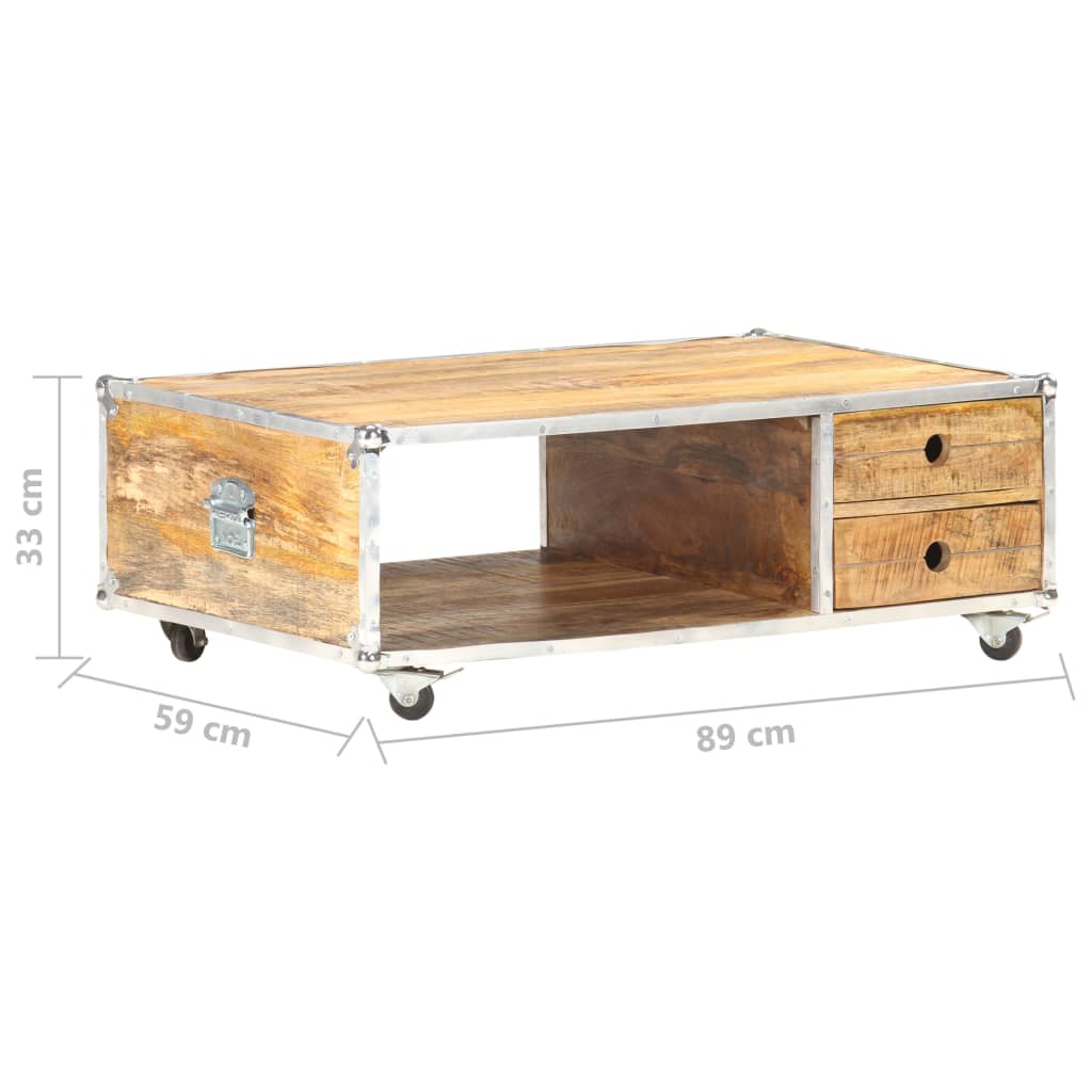 Tavolino da Salotto 89x59x33 cm in Massello di Mango Grezzo | homemem39