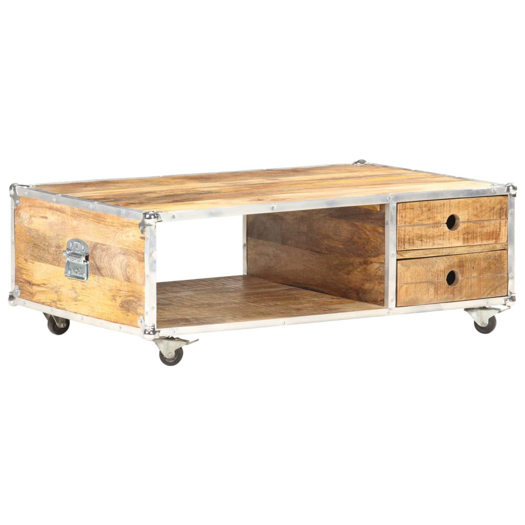 Tavolino da Salotto 89x59x33 cm in Massello di Mango Grezzo | homemem39