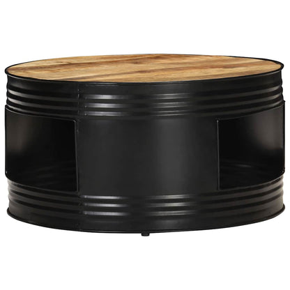 Tavolino Nero 68x68x36 cm in Legno Massello di Mango Grezzo | homemem39