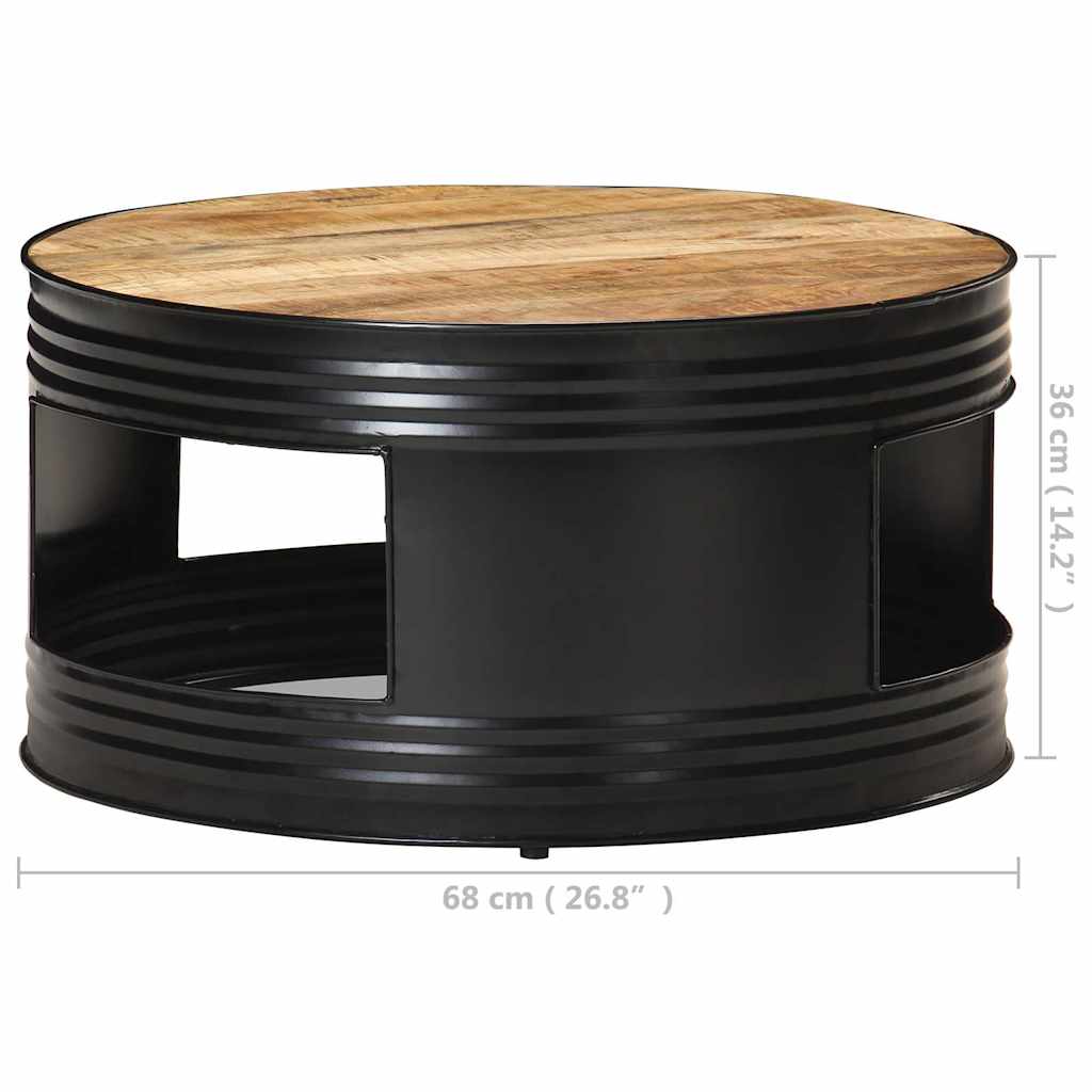 Tavolino Nero 68x68x36 cm in Legno Massello di Mango Grezzo | homemem39
