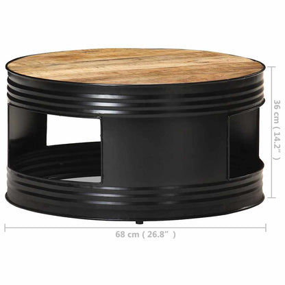 Tavolino Nero 68x68x36 cm in Legno Massello di Mango Grezzo | homemem39