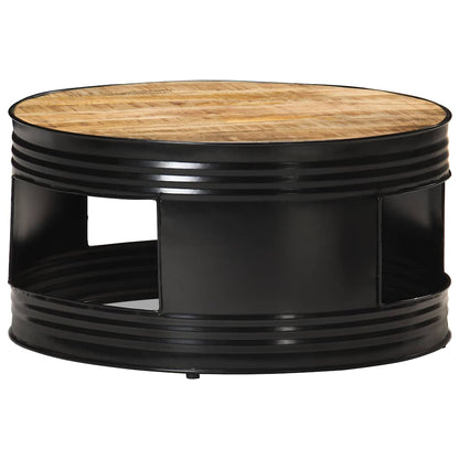 Tavolino Nero 68x68x36 cm in Legno Massello di Mango Grezzo | homemem39