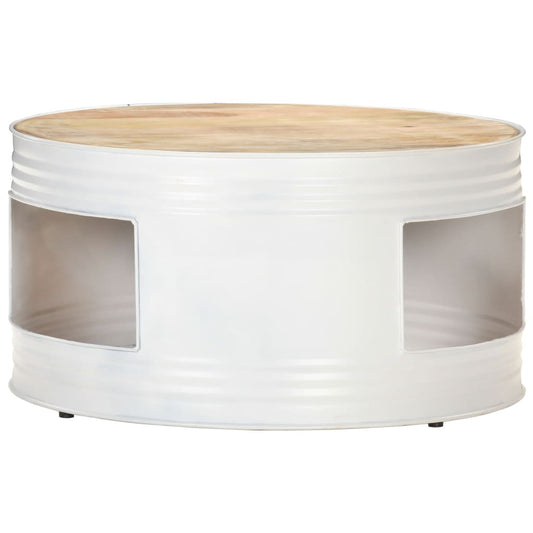 Tavolino Bianco 68x68x36 cm in Legno Massello di Mango | homemem39