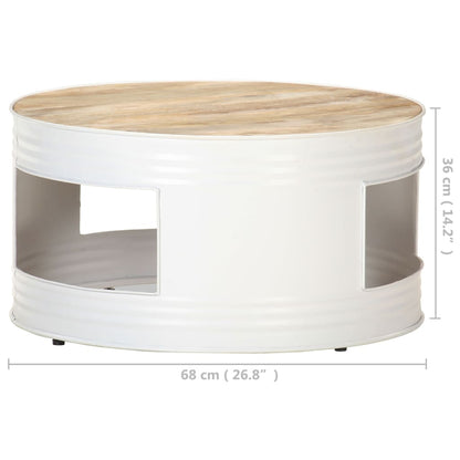 Tavolino Bianco 68x68x36 cm in Legno Massello di Mango | homemem39