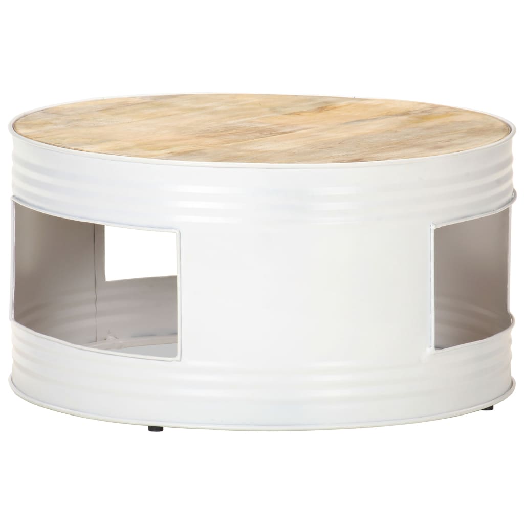 Tavolino Bianco 68x68x36 cm in Legno Massello di Mango | homemem39