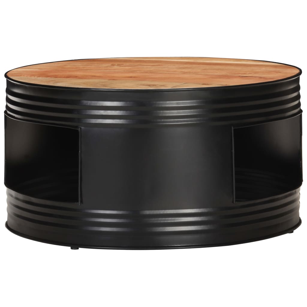 Tavolino da Salotto Nero 68x68x36 cm in Massello di Acacia | homemem39