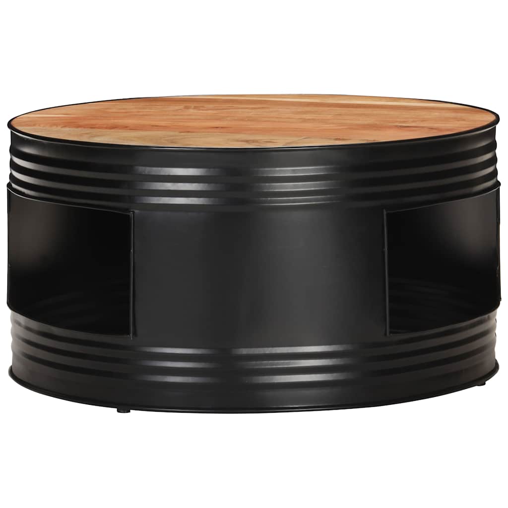 Tavolino da Salotto Nero 68x68x36 cm in Massello di Acacia