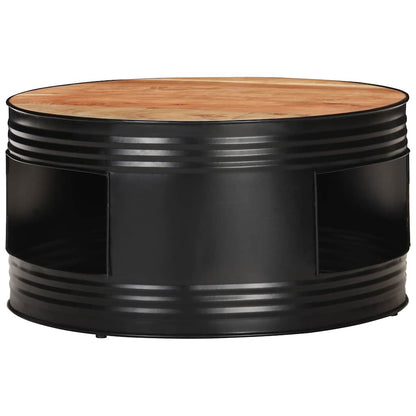 Tavolino da Salotto Nero 68x68x36 cm in Massello di Acacia