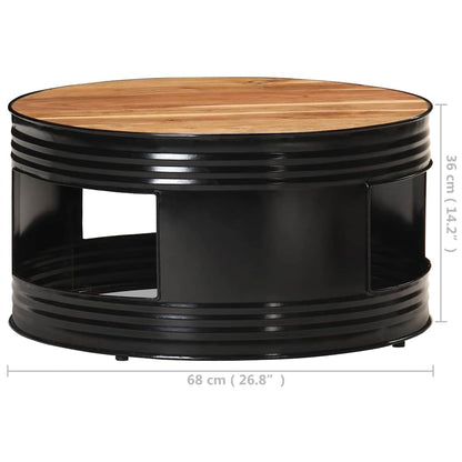 Tavolino da Salotto Nero 68x68x36 cm in Massello di Acacia