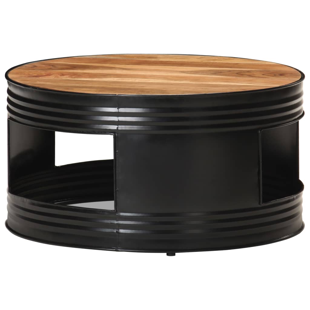 Tavolino da Salotto Nero 68x68x36 cm in Massello di Acacia | homemem39
