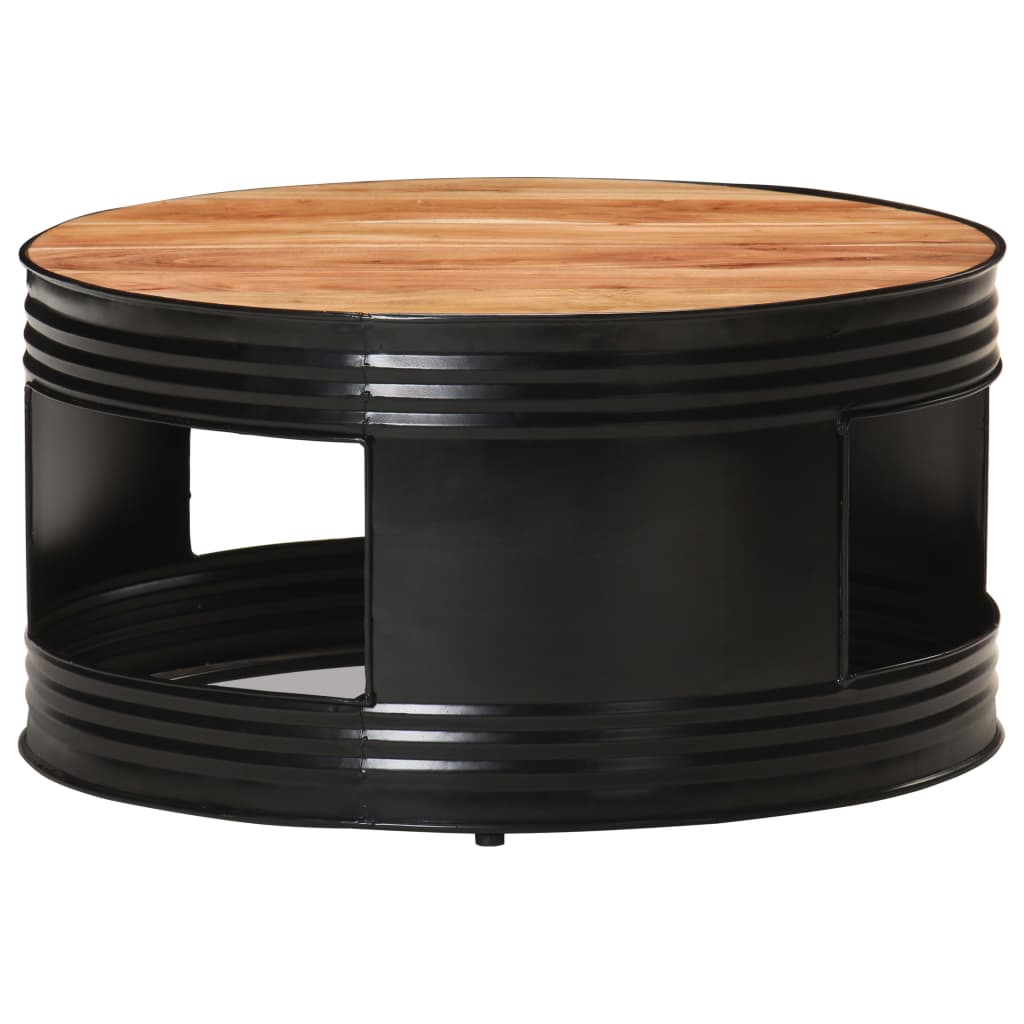 Tavolino da Salotto Nero 68x68x36 cm in Massello di Acacia | homemem39