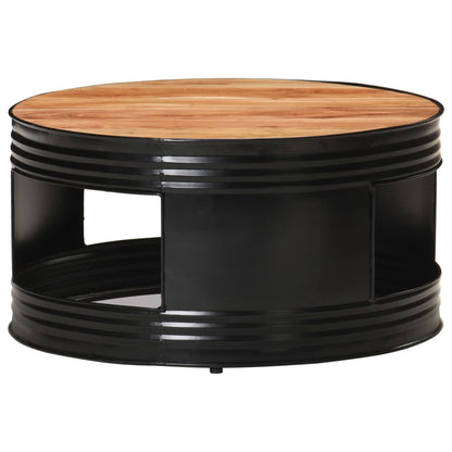 Tavolino da Salotto Nero 68x68x36 cm in Massello di Acacia | homemem39