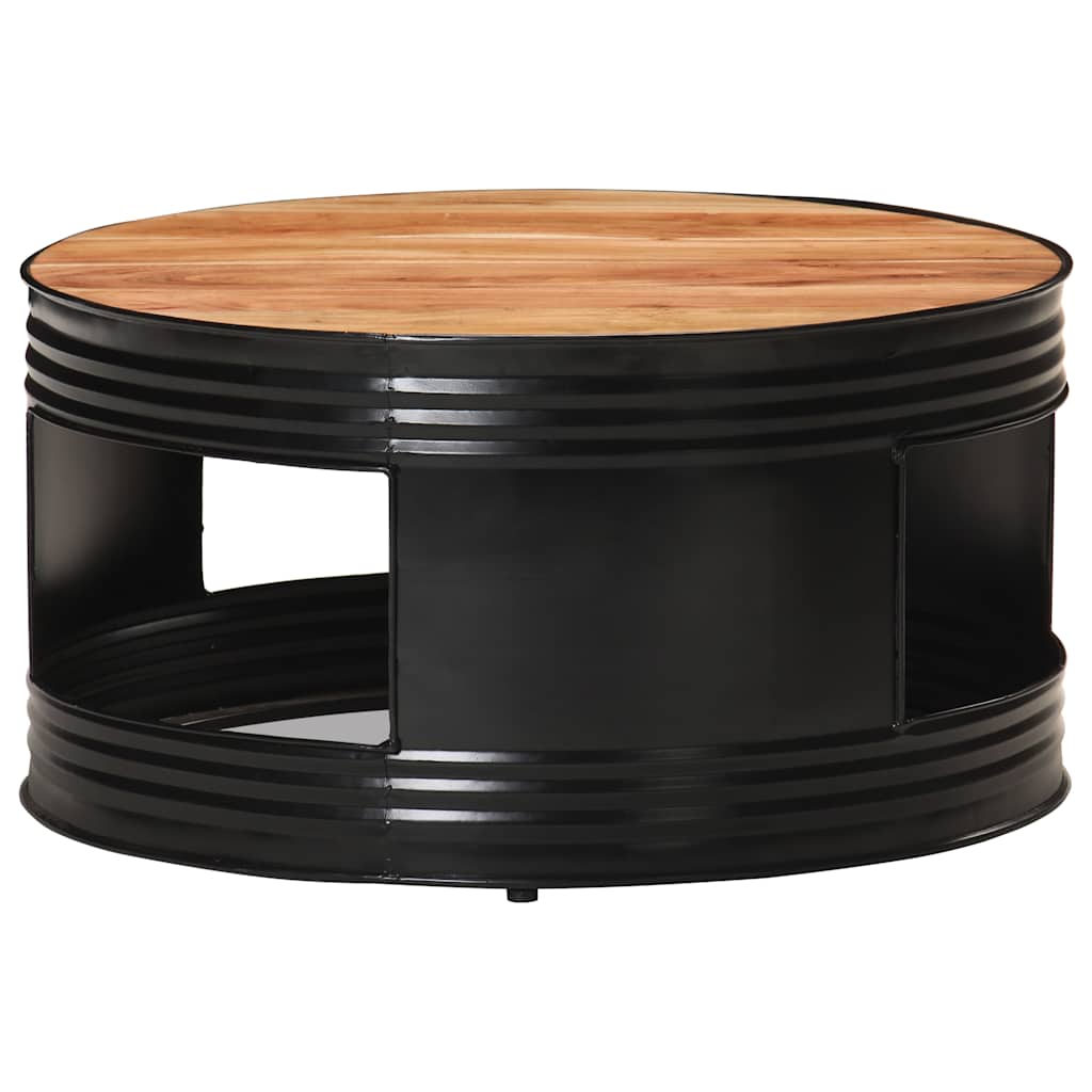 Tavolino da Salotto Nero 68x68x36 cm in Massello di Acacia