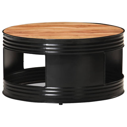 Tavolino da Salotto Nero 68x68x36 cm in Massello di Acacia