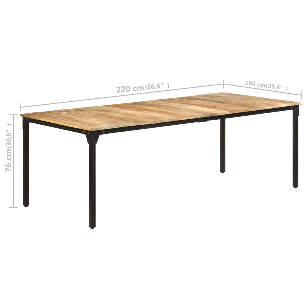 Tavolo da Pranzo 220x100x76 cm in Legno di Mango Grezzo | homemem39
