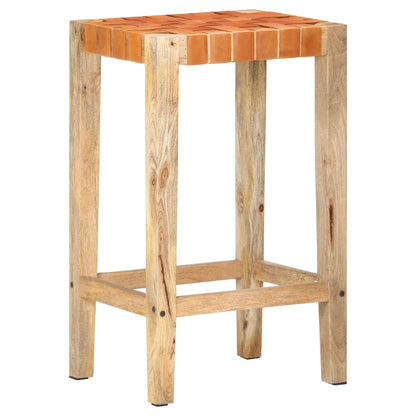 Sgabelli da Bar 2 pz Marroni in Vera Pelle 75 cm - homemem39