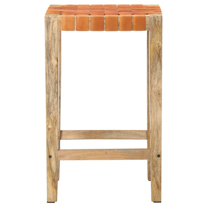 Sgabelli da Bar 2 pz Marroni in Vera Pelle 75 cm - homemem39