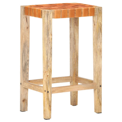 Sgabelli da Bar 2 pz Marroni in Vera Pelle 75 cm - homemem39