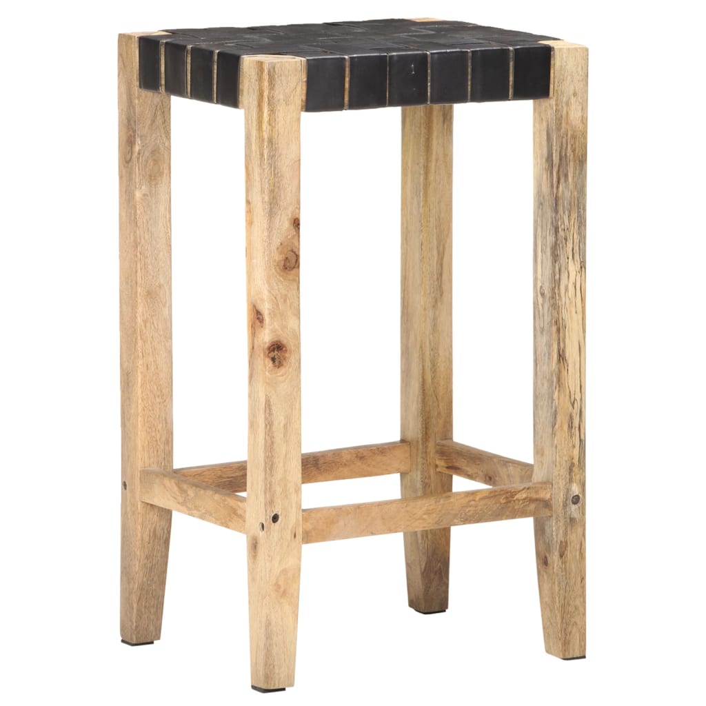 Sgabelli da Bar 2pz Neri 75cm in Vera Pelle - homemem39