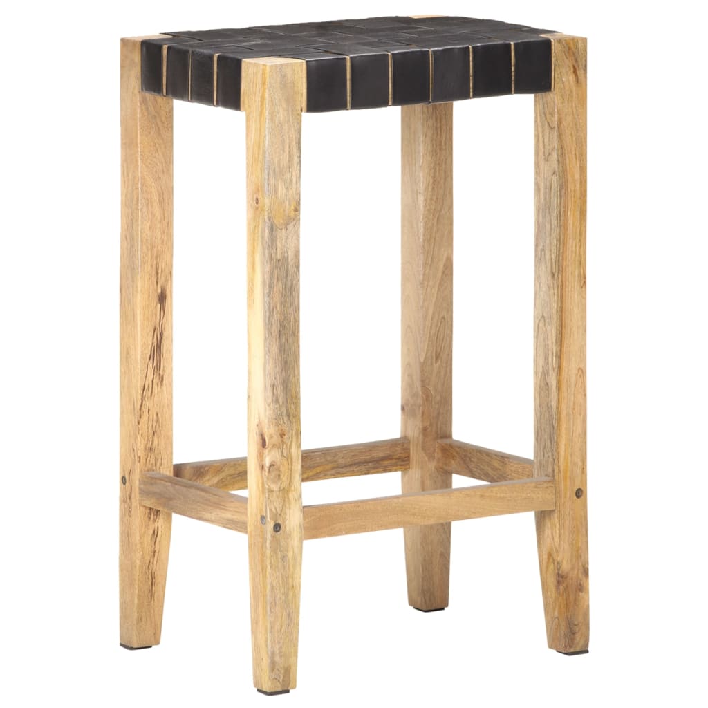 Sgabelli da Bar 2pz Neri 75cm in Vera Pelle - homemem39