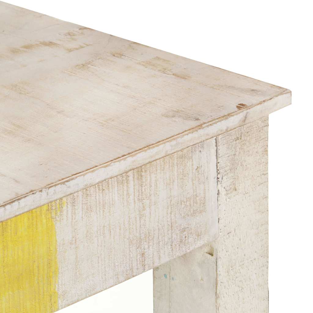 Tavolo Consolle Bianco 115x35x77 cm in Legno di Mango Grezzo