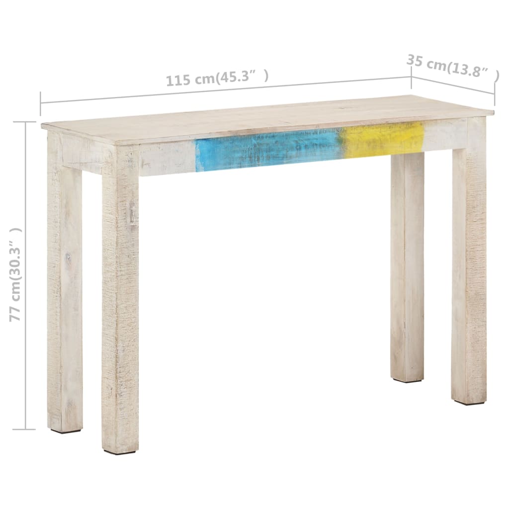 Tavolo Consolle Bianco 115x35x77 cm in Legno di Mango Grezzo - homemem39