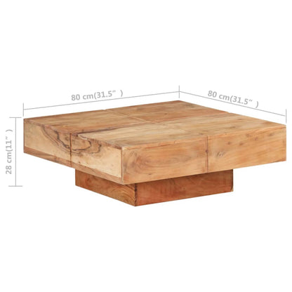 Tavolino da Salotto 80x80x28 cm in Legno Massello di Acacia | homemem39