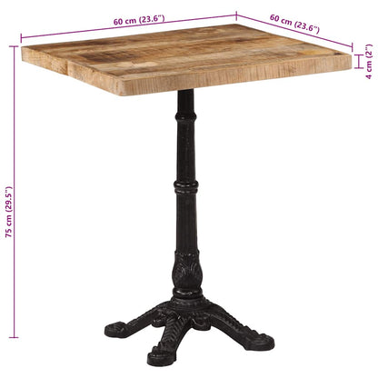 Tavolino da Bistrot 60x60x77 cm in Legno di Mango Grezzo | homemem39