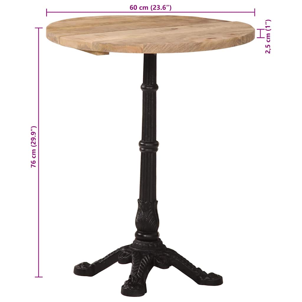 Tavolino da Bistrot Ø60x76 cm in Legno di Mango Grezzo | homemem39