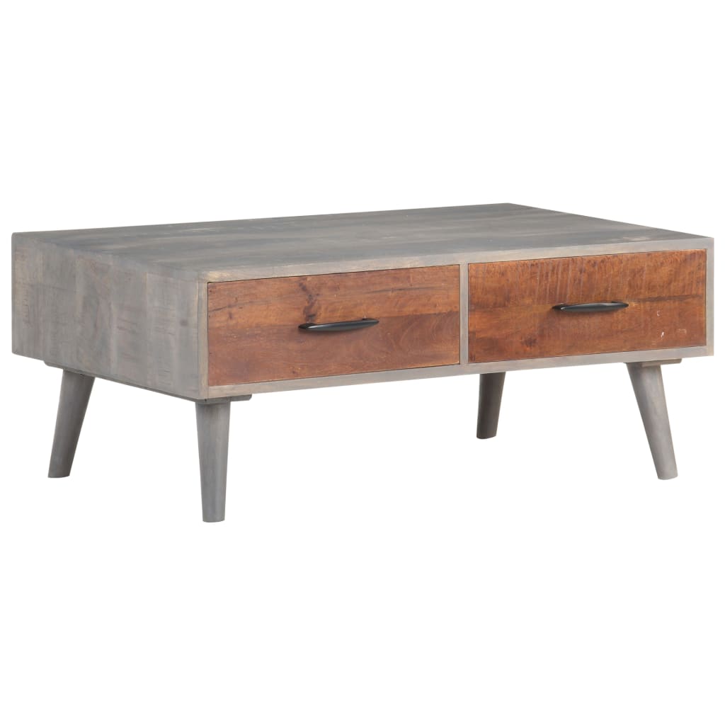 Tavolino Grigio 100x60x40 cm Legno Massello di Mango Grezzo | homemem39