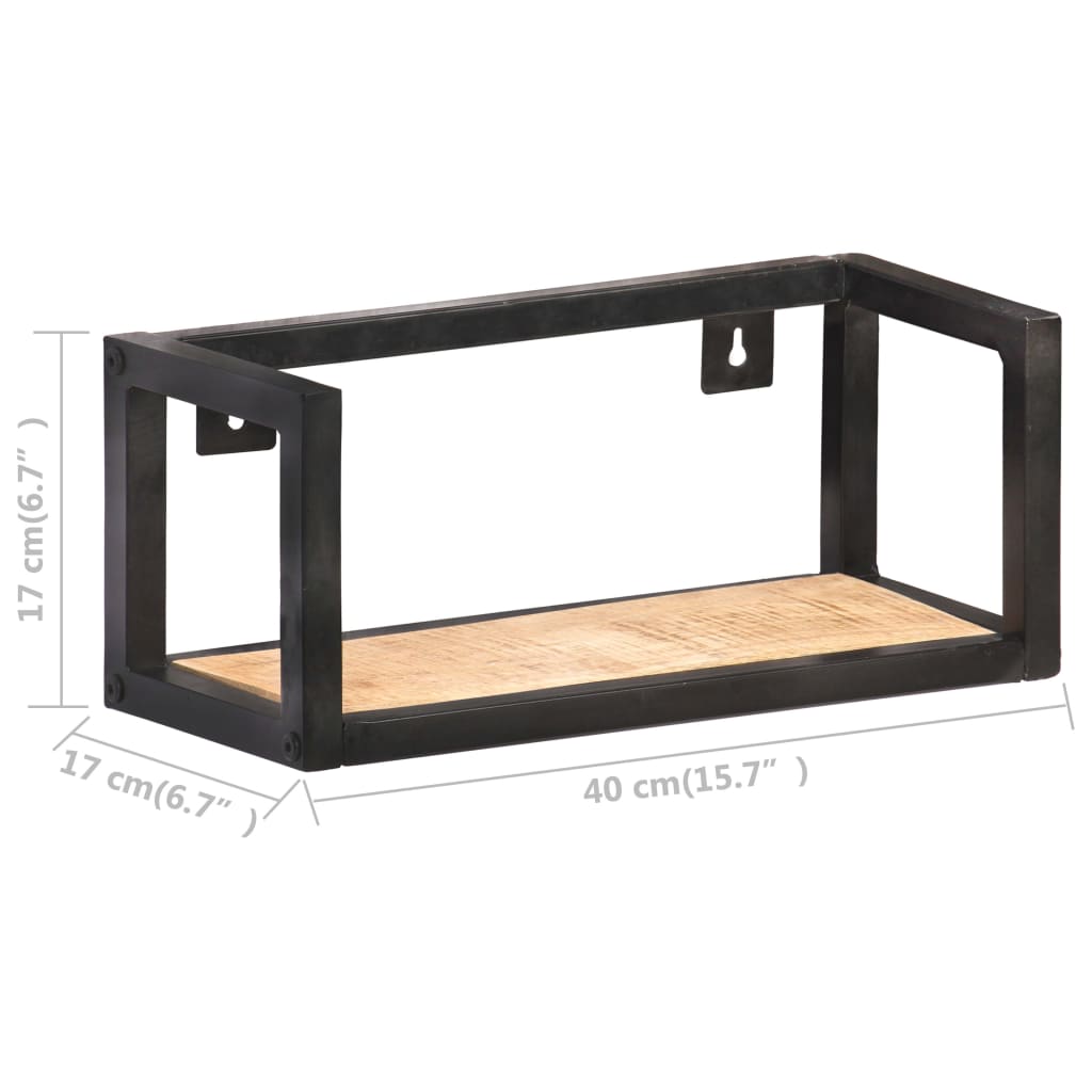 Mensole a Muro 2 pz 40 cm in Legno Massello di Mango Grezzo | homemem39
