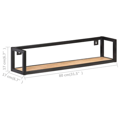 Mensole a Muro 2 pz 80 cm in Legno Massello di Mango Grezzo | homemem39